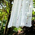 thumbnail image 3 of Nvzi Cortina transparente de rayas de colores con bolsillo para barra y pompón, cortina corta que filtra la luz, para cocina o cafetería, 1 pieza (blanco, 55 x 102 pulgadas), 3 of 5
