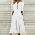 thumbnail image 2 of Alkepwun Summer Dresses for Women 2025 Vacation Midi Dresses Short Sleeve Crew Neck Ruched Knee Length A Line Beach Dresses, 2 of 8
