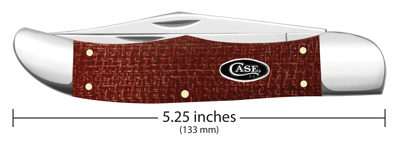 Case Knives Dark Red Burlap Micarta - Sm Folding Hunter