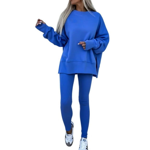 Women’s 2 Piece Lounge Set Oversized Sweatshirt and High Waist Slim Leggings Outfit – Cozy Casual Athleisure Tracksuit, Soft Stretch Knit Matching Set for Everyday Wear