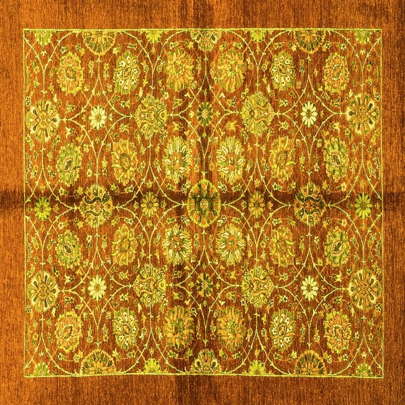 Ahgly Company Indoor Square Abstract Yellow Modern Area Rugs, 3' Square