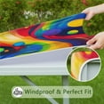 thumbnail image 6 of Colorful Tie Dye Wave Sphere Pattern Square Fitted Tablecloth with Elastic Edge,Square Table Cover,Washable Elastic Table Cover for Home Kitchen Party Decor 34"x34", 6 of 6