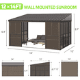 thumbnail image 3 of Richryce 12 'x 14 'Wall Mounted Gazebo, All-Season Patio Gazebo Sunroom with Side Door, Outdoor Permanent Sunroom, 3 of 9