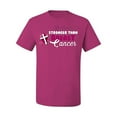 thumbnail image 2 of Wild Bobby My God is Stronger Than Breast Cancer Paint Splatter Cross Breast Cancer Awareness Men Tee, Fuschia, Large, 2 of 6