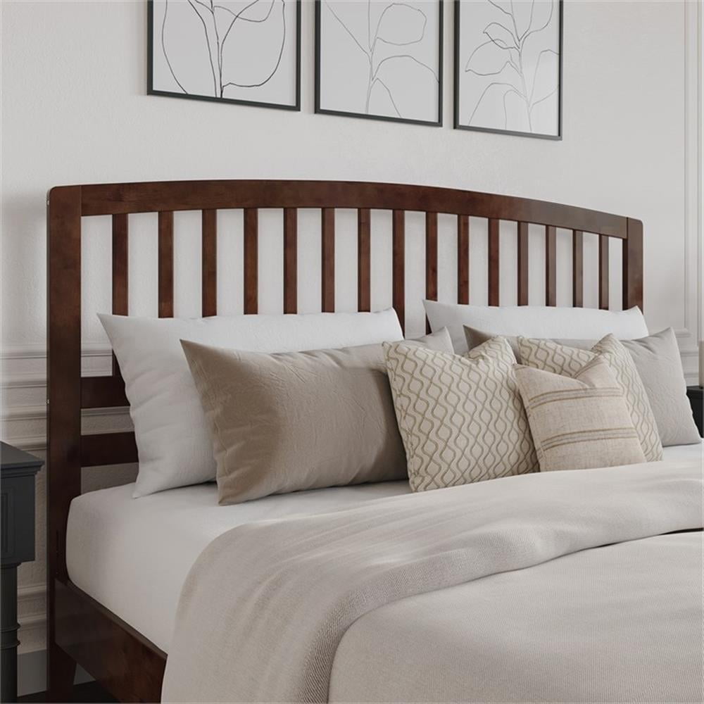 Pemberly Row Contemporary Mission-Inspired King Wood Headboard in Walnut