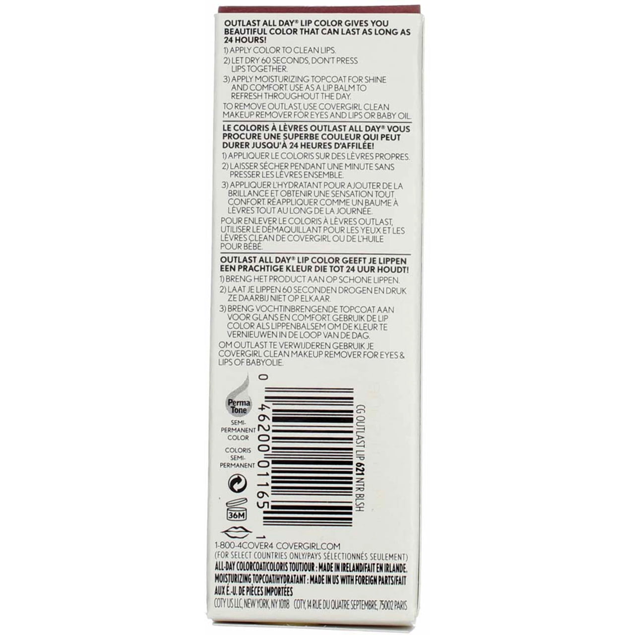CoverGirl Outlast All Day Lipcolor, Natural Blush [621] 1 ea (Pack of 2)