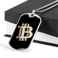 thumbnail image 3 of Collier Crypto Signe Dollar Bitcoin Acier Inoxydable Ou or 18k Étiquette Chien Chaîne 24 Pouces, 3 of 8