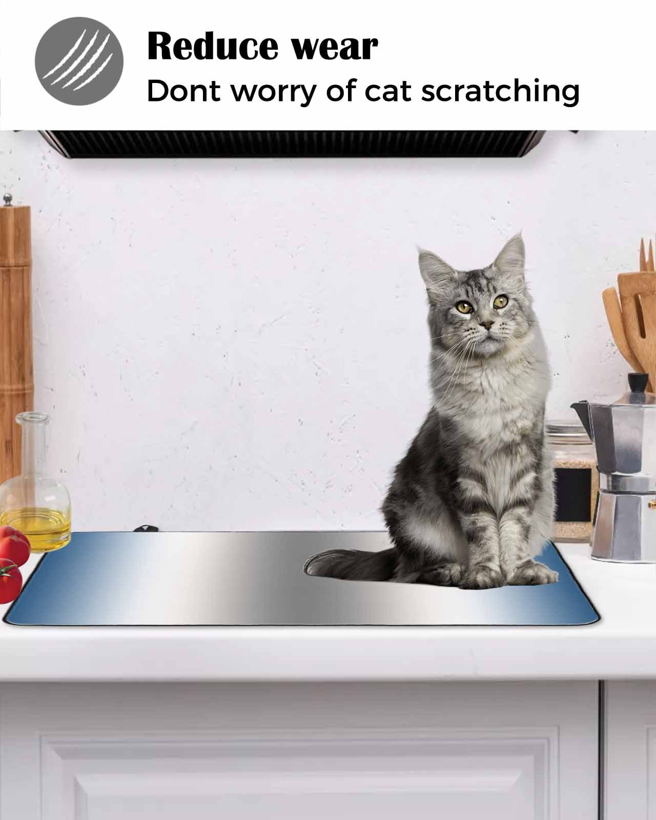 nqOlkjepod Large Induction Cooktop Protector Mat 36"x21", Blue Grey Stove Top Covers for Electric Stove, Gray Farmhouse Modern Rustic Decorative Stove Burner Cover Mats, Glass Top Stove Cover