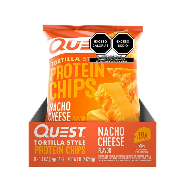 Chips horneadas de proteína Quest Nutrition sabor Nachos con Queso Caja con 8