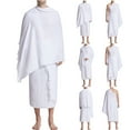 thumbnail image 2 of Fashion Olyvenn Men's Ihram Towel Set for Hajj Umrah 2 Piece White Terry Cloth Ihram with Tassels White Free Size, 2 of 9