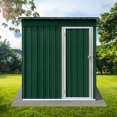 thumbnail image 3 of 5x4 FT Outdoor Storage Shed, Metal Tool Sheds Heavy Duty Storage House with Lockable Doors & Air Vent for Backyard Patio Lawn to Store Bikes, Tools, Lawnmowers, Green&White, 3 of 4