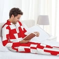 thumbnail image 6 of Susaid Red Cross 1 Print Men's Long Sleeve Pajama Set, Two-Piece Button-Down Loungewear PJs Set, Comfortable Sleepwear for Relaxation-Large, 6 of 7