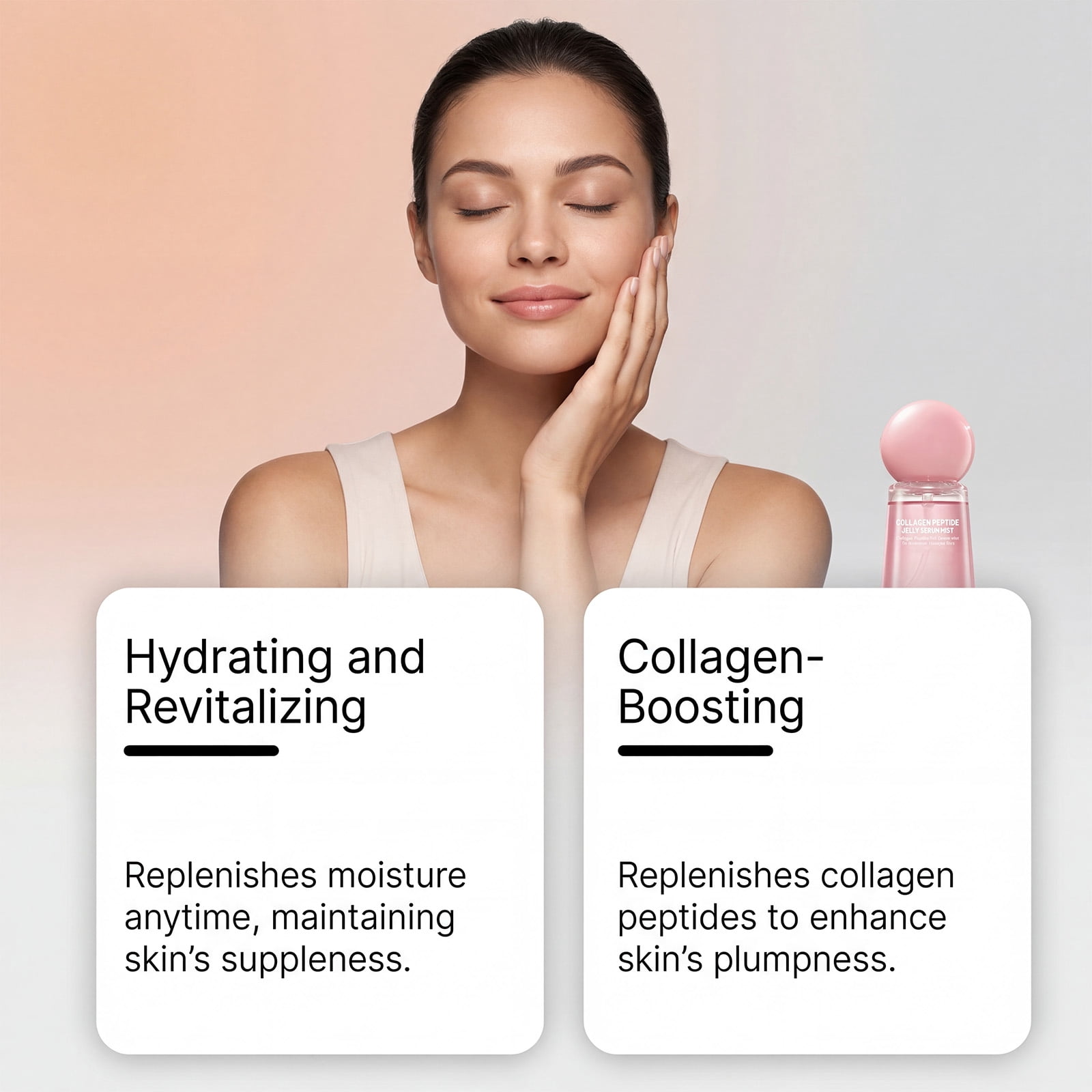 Alvantor Collagen Peptide Jelly Spray - Hydrating Face Mist Plumping Anti-Aging Fine Mist for All Skin Types, 1.69fl.oz