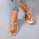 thumbnail image 1 of Sandalias planas con diamantes de imitación para mujer Sandalias con clip para mujer Wmkox8yii  nm1706, 1 of 9