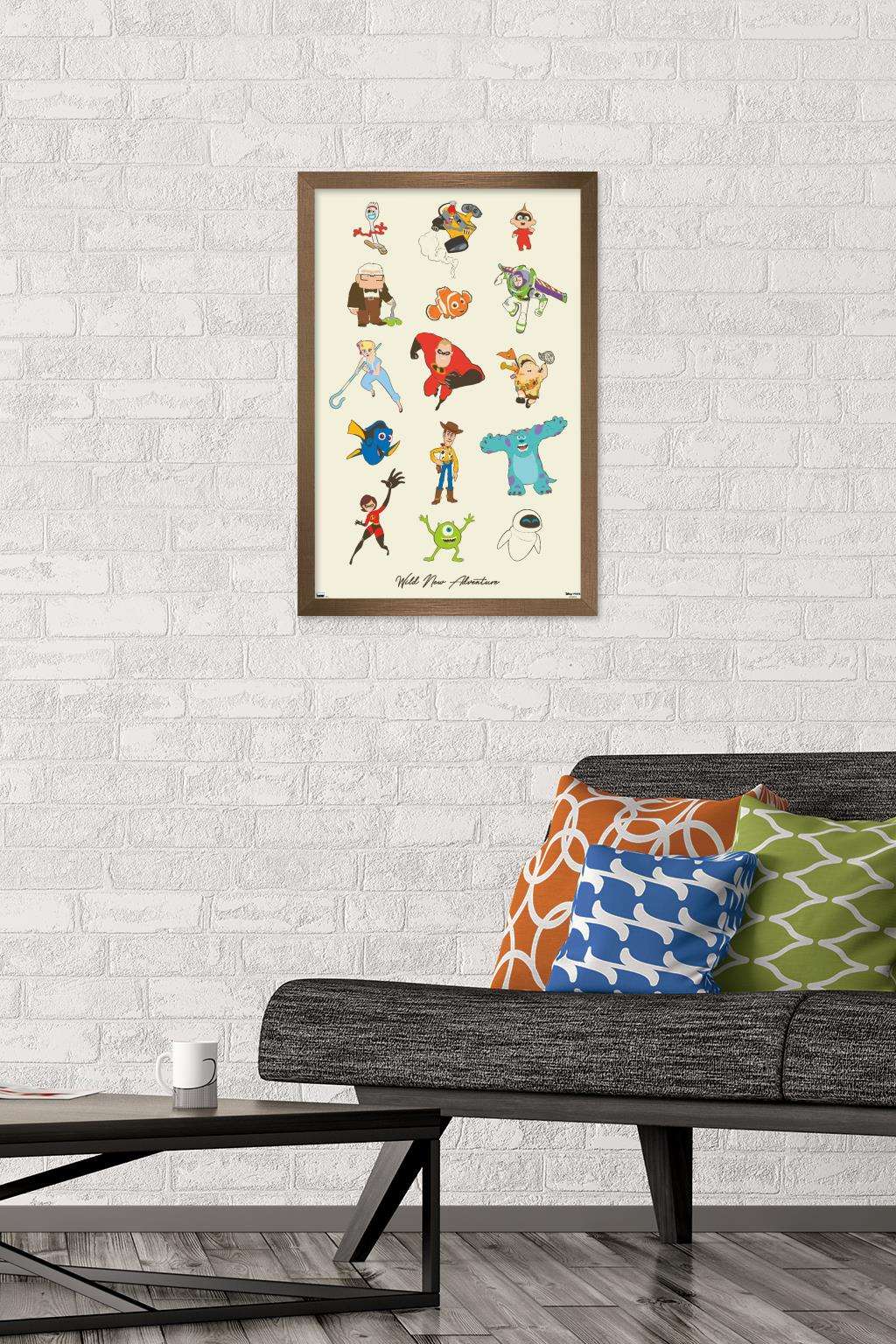 Disney Pixar - Group Wall Poster, 14.725" x 22.375", Framed