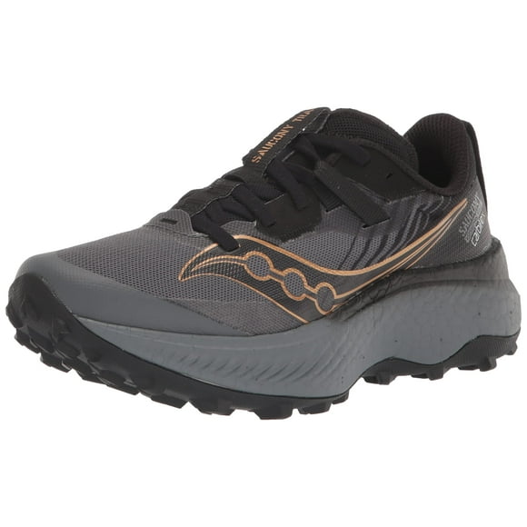 Saucony Women's Endorphin Edge Trail Running Shoe, Black/GOLDSTRUCK, 11