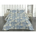 thumbnail image 2 of Ambesonne Leafy Design Quilted Coverlet 3 Pcs, Winter Colors Woodland, Queen Size, Pastel Yellow Ceil Blue, 2 of 4