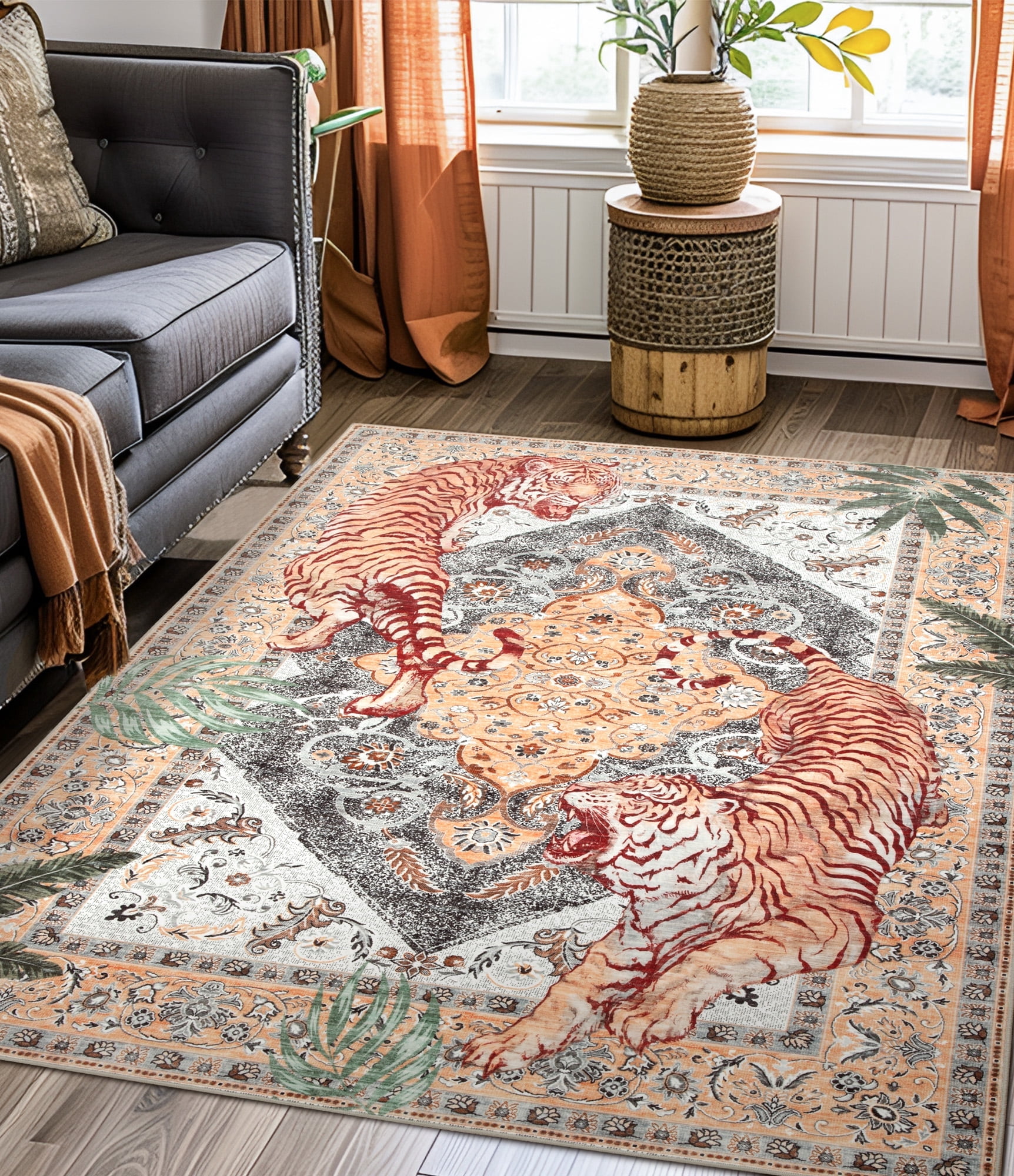ChakmeOne Area Rugs 9x12 Ft Rugs for Living Room，Animal Print, Machine Washable, Non-Slip Stain Resistant Soft Carpet for Bedroom, Dining Room, Farmhouse, Nursery, Hallway Home Decor
