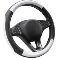 thumbnail image 1 of Microfiber Leather Steering Wheel Cover, 15 Inch, Universal Steering Covers Fit 15 inches Auto Car Wheel Protector, Anti-Slip, Heat Resistant, Comfortable Wrap, Cars Accessories (White with Black), 1 of 4