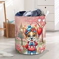 thumbnail image 3 of Happy Valentine’s Day Adorable Corgi Puppy Holding Heart Balloon Foldable Laundry Basket Welsh Corgi Dog Lover Gifts Idea Organizer Storage with Handles - 00030, 3 of 5