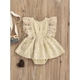 thumbnail image 4 of Franhais Baby Summer Outfit, Solid Color Round Neck Sleeveless Lace Stitching Romper with Hat for Girls, 0-24 Months, 4 of 9