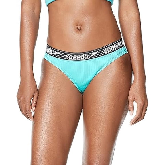 Speedo Women's Swimsuit Bottom Bikini Creora Hipster, Rib Ceramic, Small