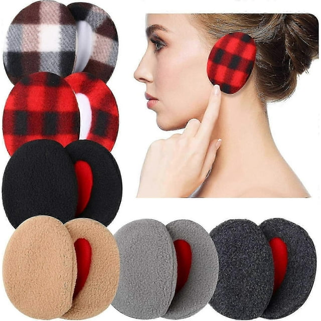 6 Pairs Earmuffs Bandless Fleece Ear Warmers Winter Ear Covers Unisex, 6 Colors