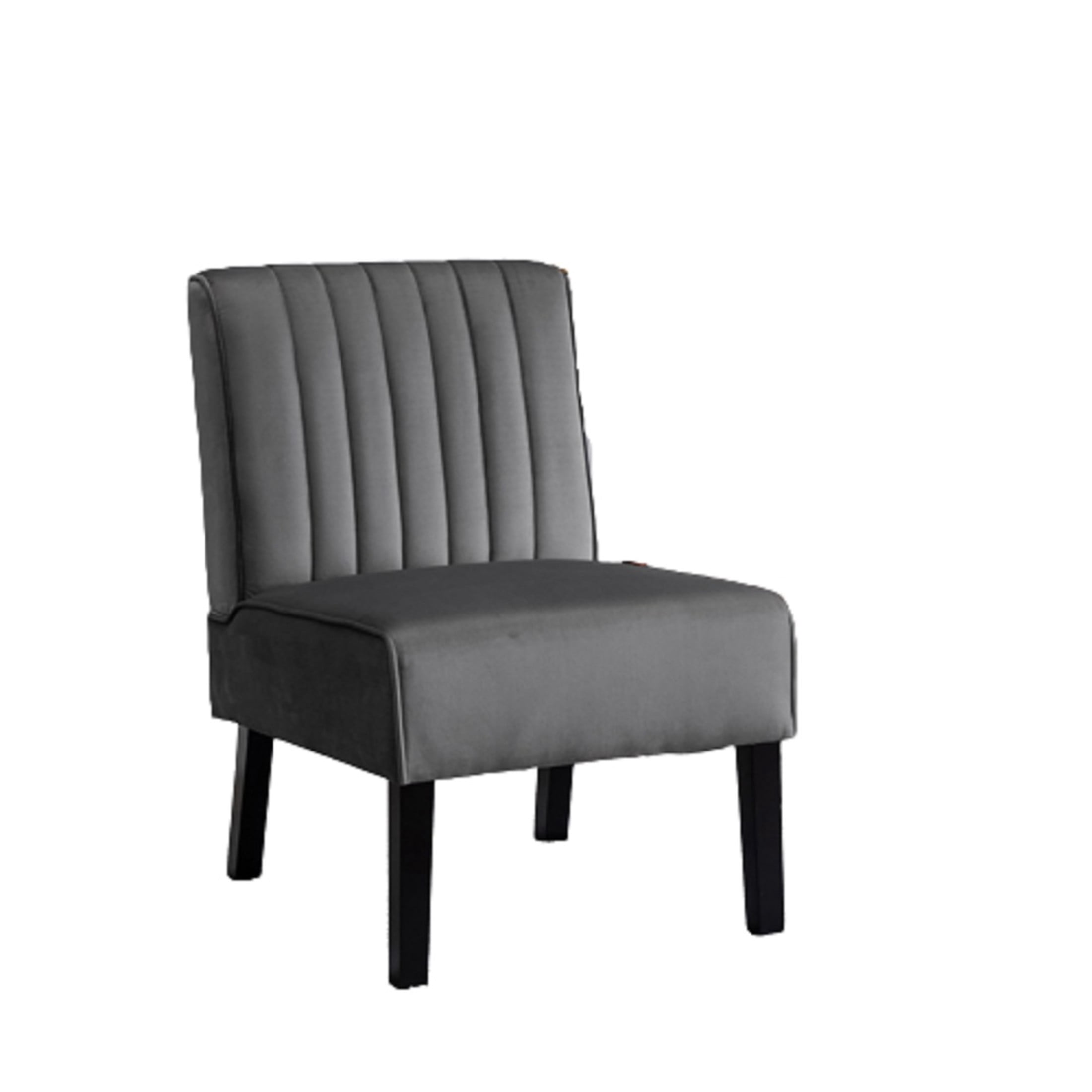 GDF Studio 29.5" Mid-Century Modern Accent Chairs Set of 2 with Channel Tufted Velvet Upholstery, Gray