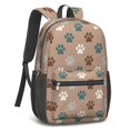 thumbnail image 2 of Dog Paw Print and Bone Brown 17" School Backpacks for Teens,Waterproof Oxford Fabric,S-Shape Padded Straps for School,Travel,Hiking,Camping, 2 of 6