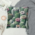 thumbnail image 2 of COMIO  Cactus Throw Pillow Cover Watercolor Blossom Desert Plant Soft Pillow Cover Solid Square Cushion Case Match for Home Decor White, 2 of 5
