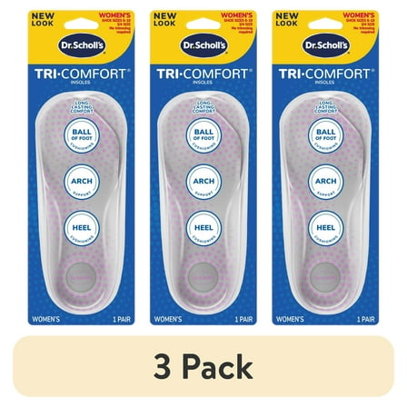 (3 pack) Dr. Scholl's Tri-Comfort Insoles for Women – Targeted Support for Heel, Arch & Ball of Foot – Sizes 6-10