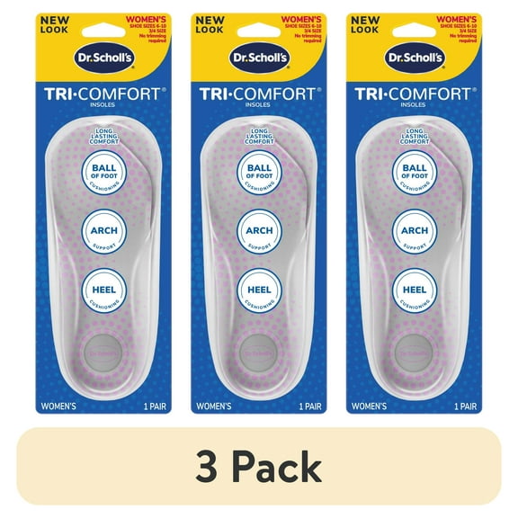 (3 pack) Dr. Scholl's Tri-Comfort Insoles for Women – Targeted Support for Heel, Arch & Ball of Foot – Sizes 6-10