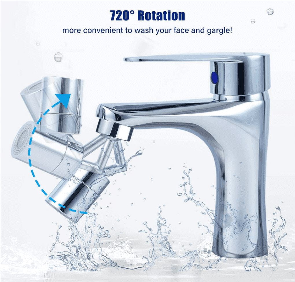 LNKOO Litthing Universal Splash Filter Faucet, 720° Rotate Faucet Aerator Sink Movable Tap Head, Leakproof Design with Double O-Ring for Kitchen Bathroom Tool Accessories