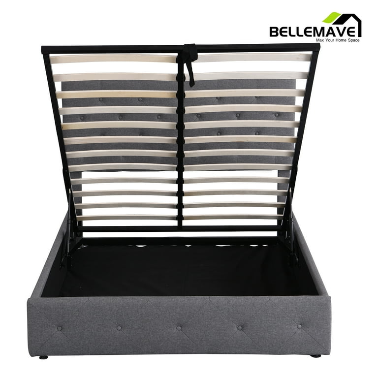 Full Size Linen Upholstered Platform Bed Frame with Hydraulic Lift Storage and Headboard, Gray - Walmart.com Full Size Linen Upholstered Platform Bed Frame with Hydraulic Lift Storage and Headboard, Gray - Walmart.com