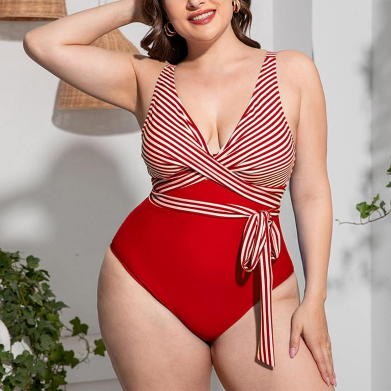 PLUS SIZE V-neck Mesh Sheer Tummy Control Bathing Suit, Plus Size One Piece  Swimsuit 