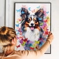 thumbnail image 5 of Papillon Dog Flower Canvas Painting Colorfull Canvas Art Prints Bathroom Artwork for Wall Living Room Bedroom Bathroom Wall Art Framed Art Wall Decor 1 inch, 5 of 5