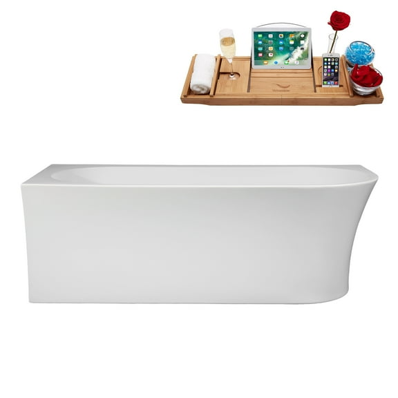 67" Streamline B-364-126-BGM Soaking Freestanding Tub and Tray With Internal Drain in Brushed GunMetal