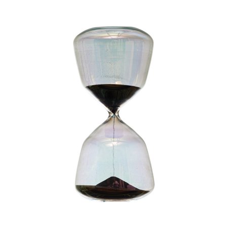 

Storied Home Decorative Glass Hourglass with Black Sand Iridescent Finish