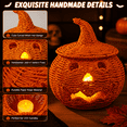 thumbnail image 4 of Halloween Woven Pumpkin Jack-O'-Lantern with LED Candle, Hand-Woven Rattan Fall Pumpkin Lantern Decor for Home Tabletop, Mantel, Spooky Haunted House Party Supplies Halloween Decorations Gifts, 4 of 6