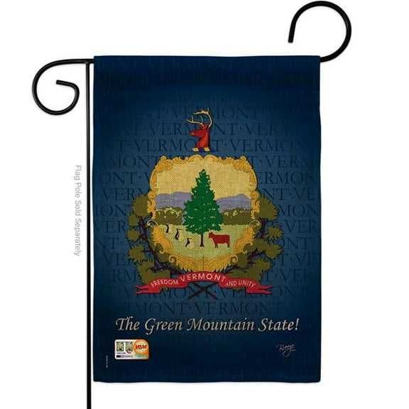 Breeze Decor BD-SS-G-108134-IP-DB-D-US13-BD 13 x 18.5 in. Vermont Burlap Americana States Impressions Decorative Vertical Double Sided Garden Flag