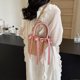 thumbnail image 3 of Bolsos Tejidos para Mujer Bolso Mano Tejido Paja Con Lazo para en La Playa (marrón Rosa), 3 of 9