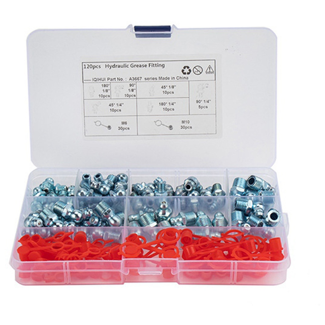 120Pcs/Set Leaf Spring Nut Grease Fittings Grease Couplers Grease Fitting Hydraulic Zerk Grease