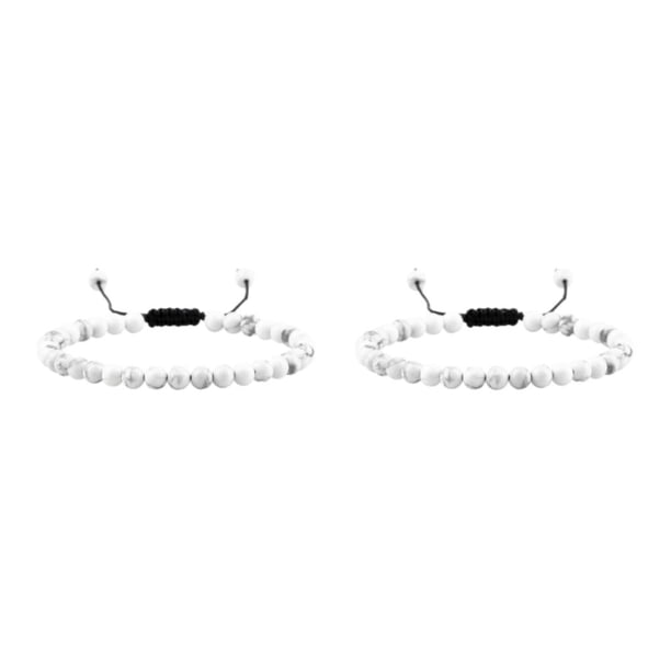 Minnieouse Cuentas De Piedra Natural Hechas A Mano Con Longitud Ajustable Regalos De Piedra Natural Blanco 2Conjunto