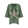 thumbnail image 5 of CHENjy Women's Crochet Tops for Women Summer, 3/4 Sleeve Hollow Out Pullover, Round Neck Beach Swimsuit Cover Up Loose Fit, L，Green, 5 of 7