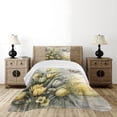 thumbnail image 4 of Ambesonne Yellow Quilted Bedspread Set 2 Pcs, Rustic Farmhouse Tulip Leafy, Twin Size, Pale Mustard Reseda Green, 4 of 4
