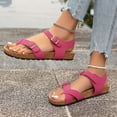 thumbnail image 6 of Pandaie Women's Thong Slide Sandals Cork Footbed Open Toe Summer Flip Flops Comfortable Slip on Slides Sandal with Ankle Buckles Strap Red 9, 6 of 9
