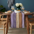 thumbnail image 2 of Farmhouse Purple Brown Table Runner - 36 Inch Long, Kitchen Dining Table Runner Dresser Scarves, Vintage Wooden Striped Farmhouse Decor for Coffee Tables Wedding Party Banquet, 2 of 8