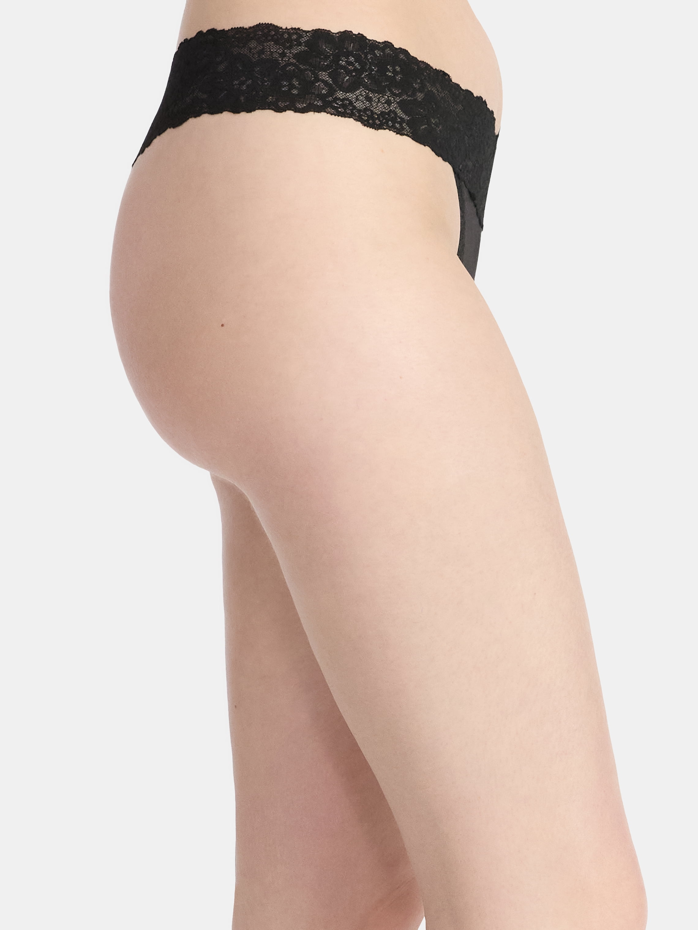 No Boundaries Cotton-Blend Ribbed and Lace Thong Panties, Women's