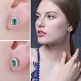 thumbnail image 4 of Jewelrypalace Princess Diana Kate Middleton Class Gemstone Birthstone Simulated Emerald Stud Earrings for Women, 14k Gold Plated 925 Sterling Silver Earrings for Women, Earings Set, 4 of 7