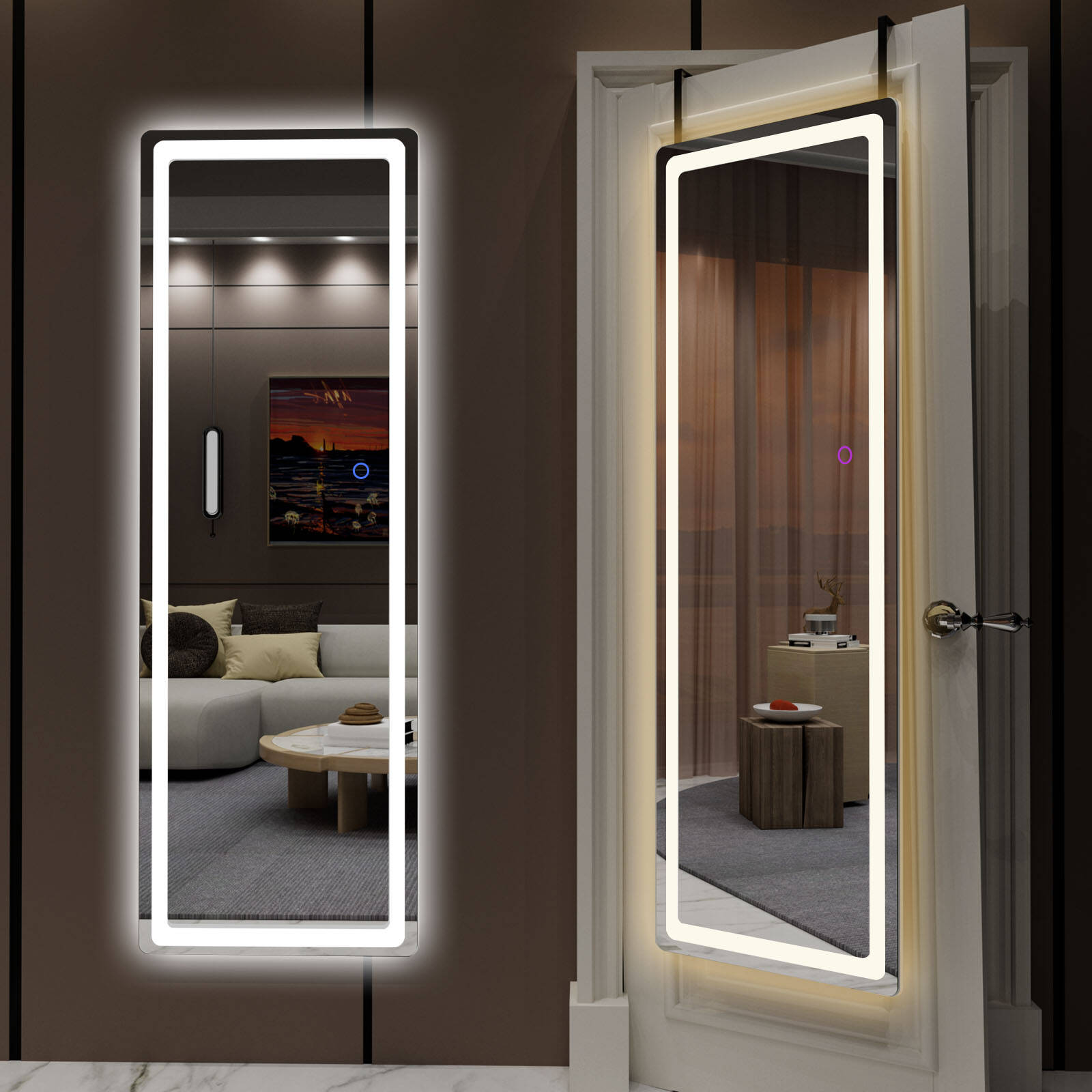 EVDINO 47"x15" LED Lighted Wall Mounted Mirror, FullLength Mirror with